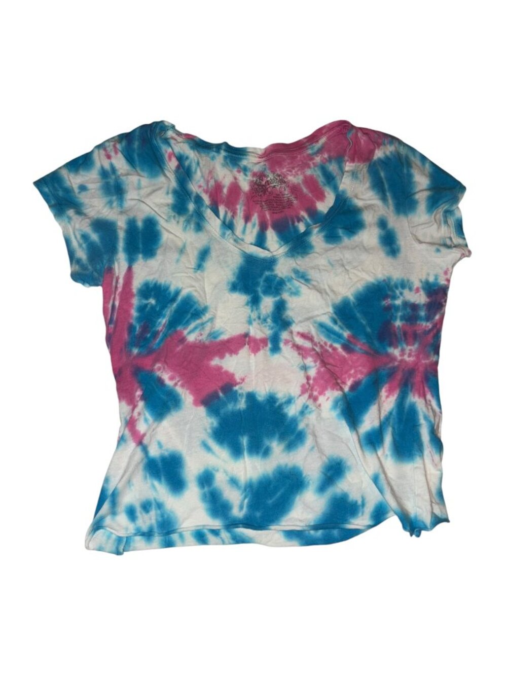 Stranded Large Tie Dyed V-Neck Crop Top Tee